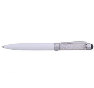 Bolígrafo metálico esmaltado con pedrería y touch.